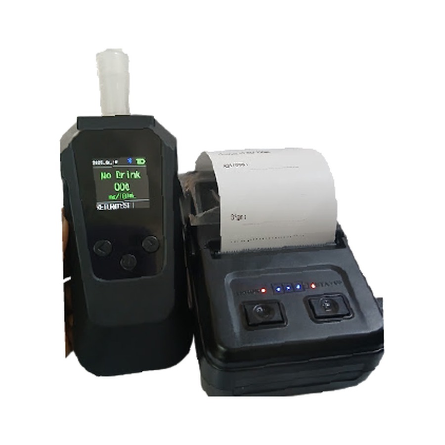 AlcoblowPro H7 portable breathalyzer with external thermal printer