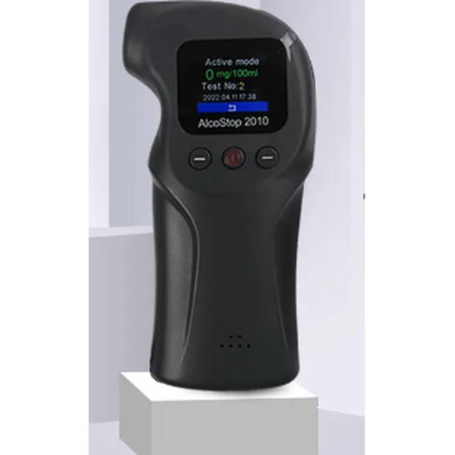AlcoblowPro 2010 professional handheld breathalyzer in active mode