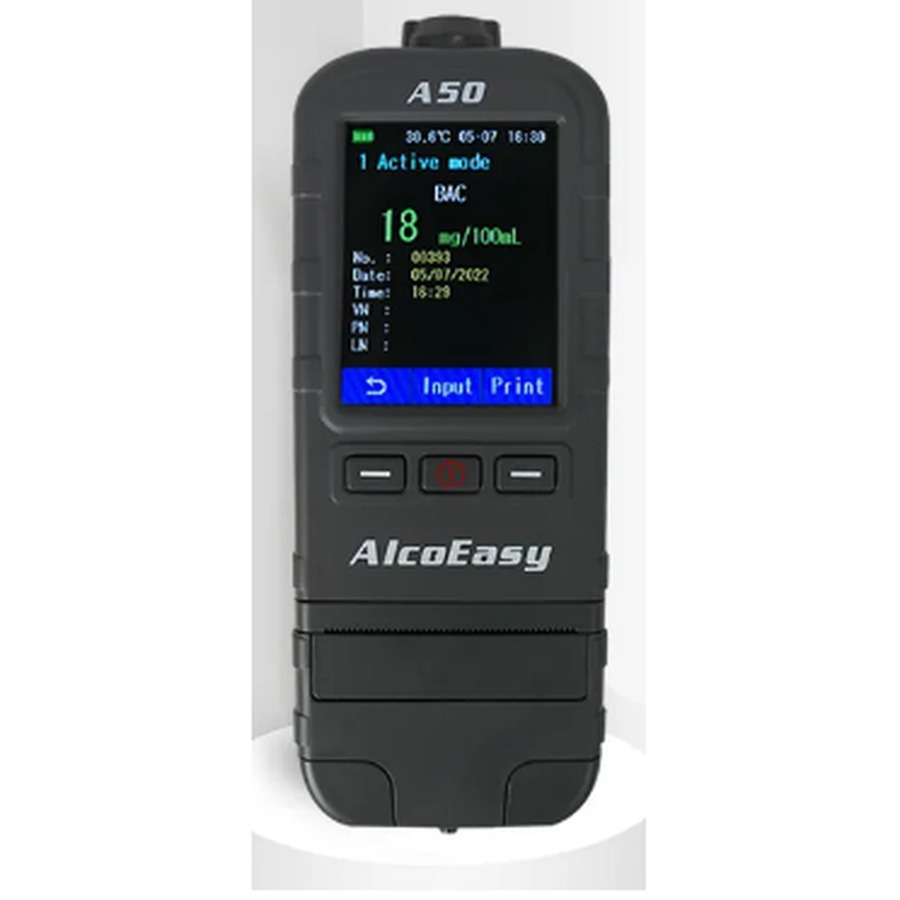 AlcoblowPro A50 professional breathalyzer with built-in thermal printer